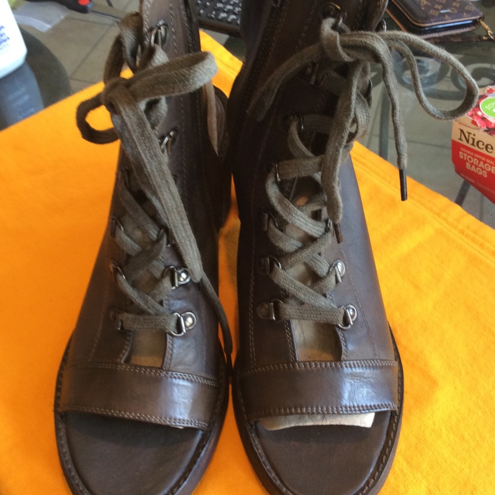 Free People City of Lights Leather Taupe Boots/Sandals Size 11/41, NWOB